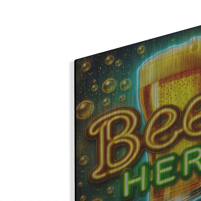 «Beer Here» par Rey Klimt, art mural en métal, H 12 po x l 12 po