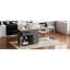 Îlot de cuisine gris à 4 portes avec rangement et table extensible