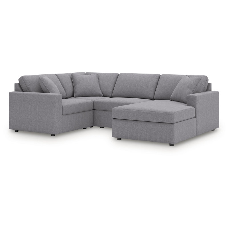 Canapé modulaire 4 pièces avec méridienne Depew, Orienté à gauche (vu de face), Polyester gris