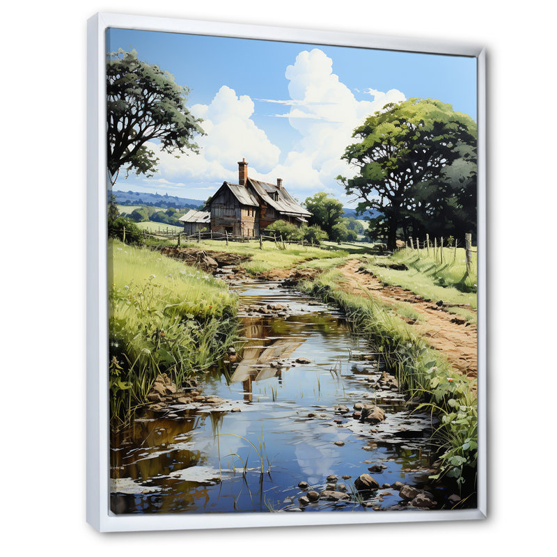«Countryside Farm Bliss II», reproduction sur toile, Cadre flottant blanc, H 32 po x l 24 po