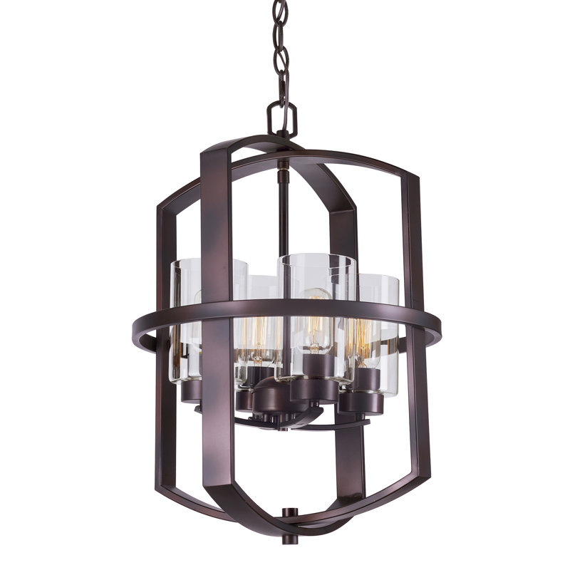 Luminaire suspendu lanterne rectangulaire 4 lumières