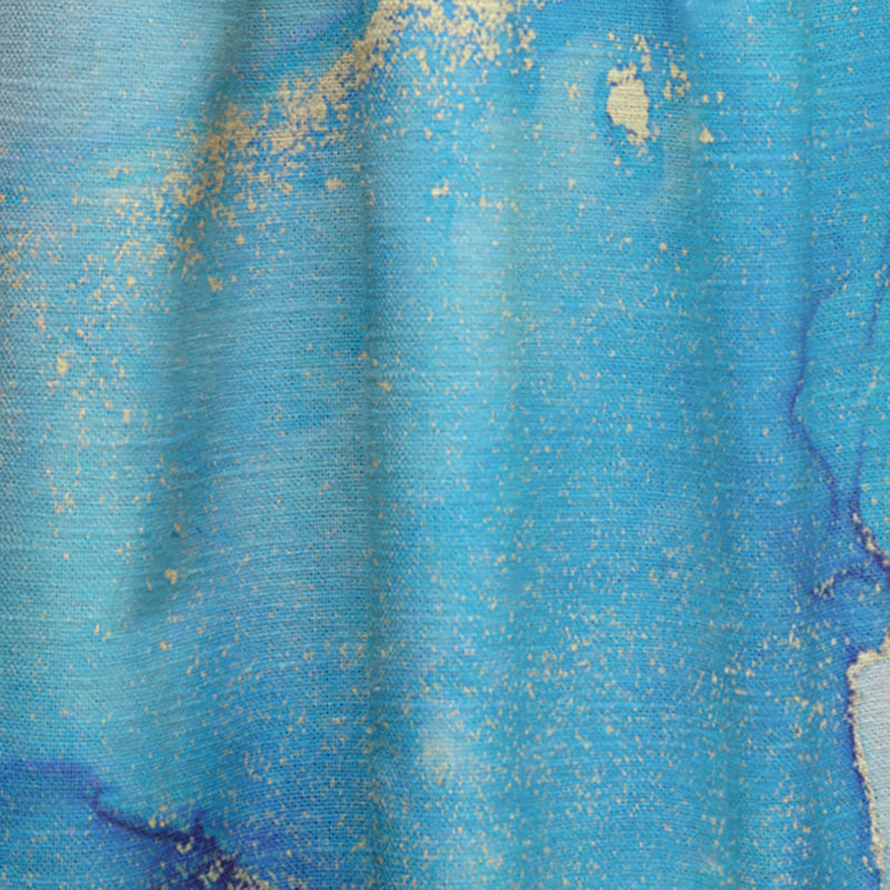 Panneau de rideau simple semi-diaphane abstrait Turquoise Luxury, L 52 po x L 120 po
