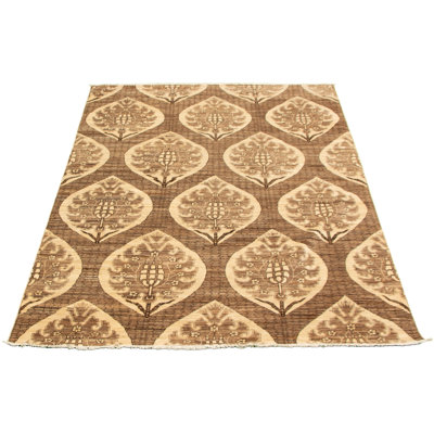 One-of-a-Kind Rectangle 6'1" X 8'5" New Age Wool Area Rug in Brown/Ivory/Dark Brown