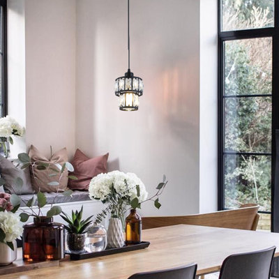 Levona 1-Light Crystal Drum Modern Pendant Light