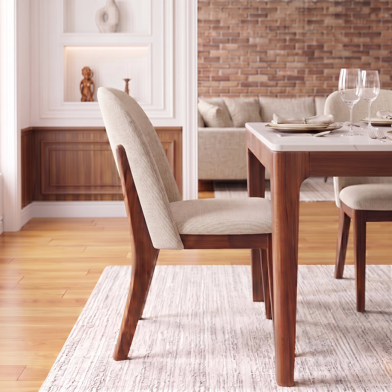 Bargman Mid-Century Modern Dining Chair, Beige Fabric