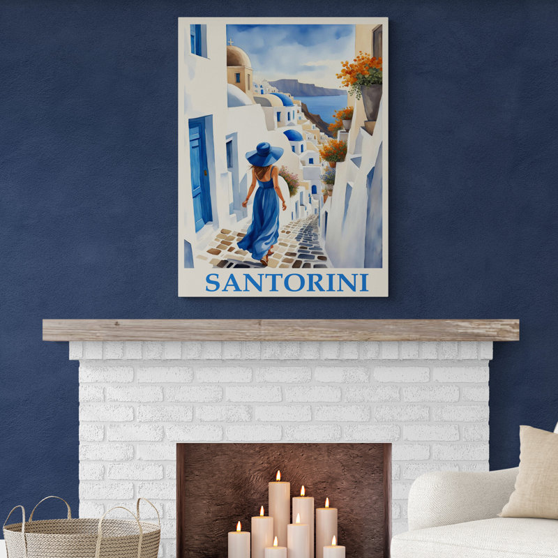Santorini - Wrapped Canvas Art Prints, 41cm H x 31cm W