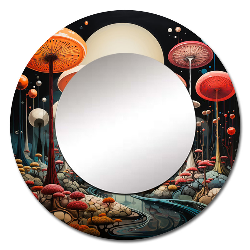 Miroir mural coloré Mid Mid Century Mid-Century Mushroom Dreams III, 23 po x 23 po
