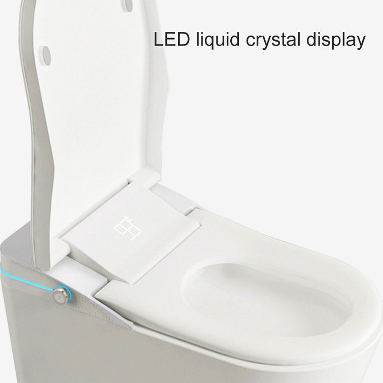 Smart Toilet With Built-In Heated Seat, Tankless Toilet With Auto Flushing, Adjustable Seat Temp, Flush Remote Control Led Digital Display, Elongated