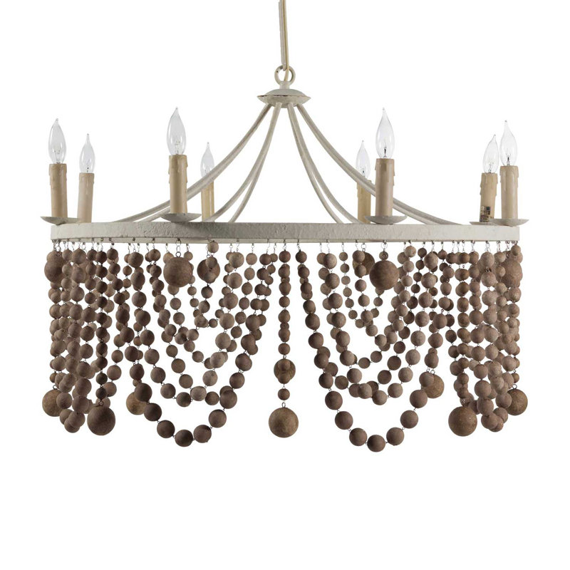 Madeleine 8 - Light Wagon Wheel Chandelier with Beaded Accents