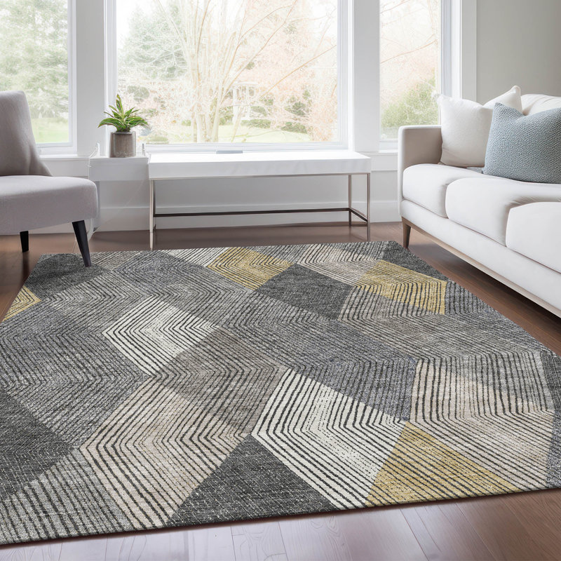Tapis en étain de qualité supérieure lavable à la machine Prisco, Rectangulaire 8 pi x 10 pi