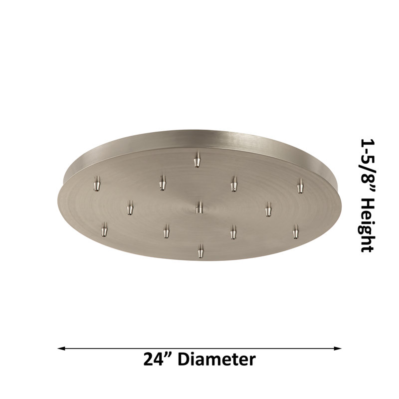 Caius - Luminaire suspendu 12 lumières 24 po, Grainé, Nickel poli