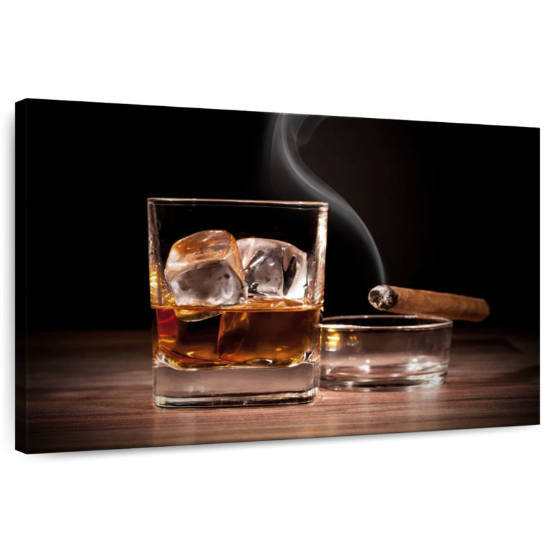 Yarlin Cold Whiskey And Lit Cigar, 30" H x 45" W