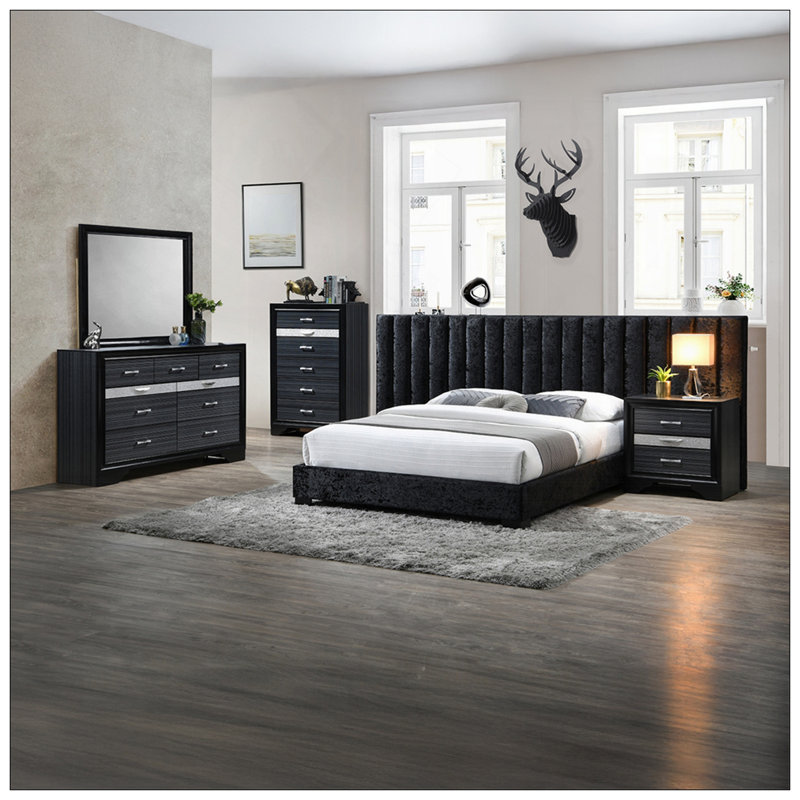 Table de chevet contemporaine en bois noir avec tiroirs de rangement pour la décoration et l'organisation de la chambre à coucher moderne