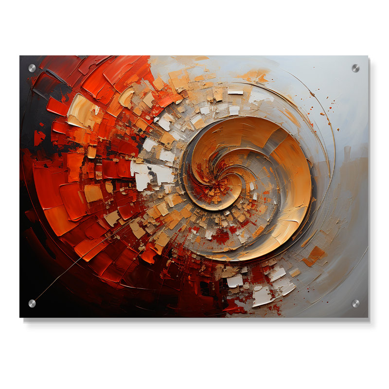 Energetic Spiralscape I - Décoration murale abstraite en acrylique, H 30 po x l 40 po