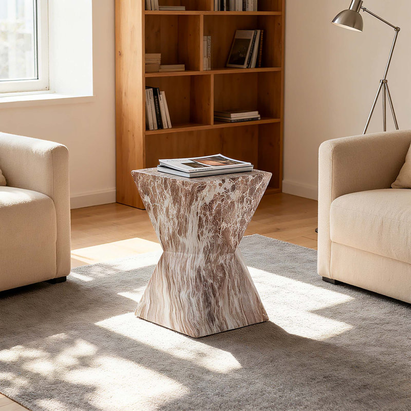 Tables de bout d'extérieur en ciment pour patio, intérieur et extérieur, 18.3" H x 12.4" W x 12.4" D