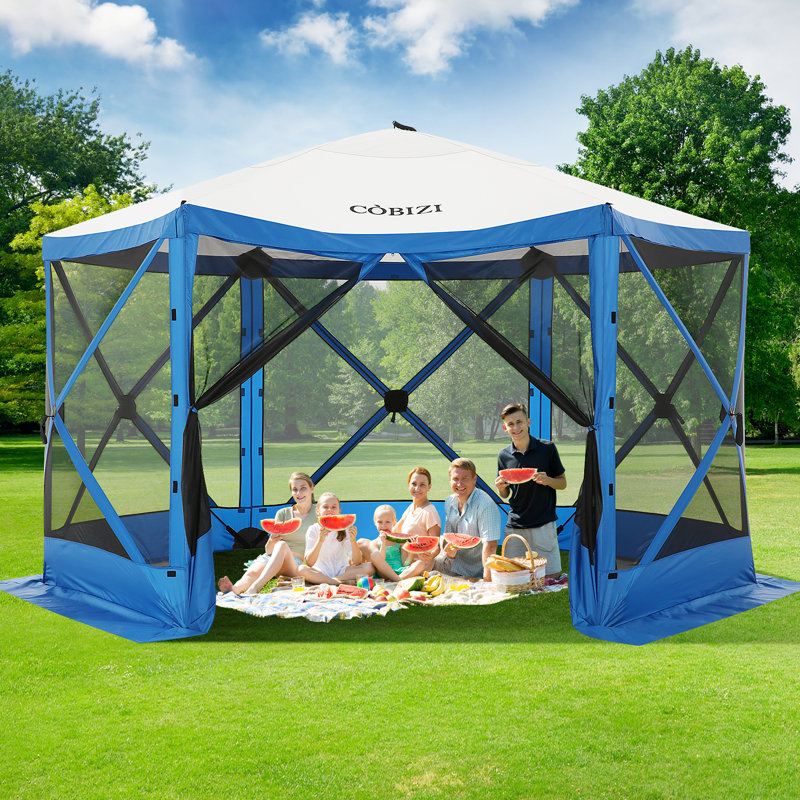 Tente abri de jardin 12 po x 12 pi avec abri escamotable, Bleu