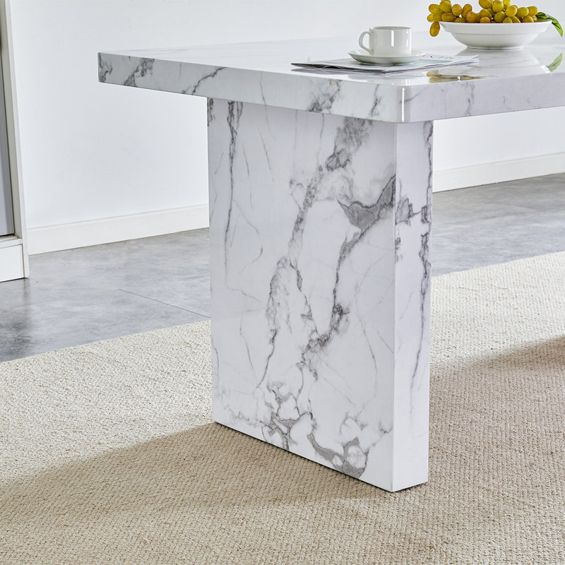 63"*35.4"*30" Inches Luxurious Marble Pattern MDF Dining Table - A Choice Of Subtle Luxury For Your Home.Create Your Exclusive Low-Key Luxury Space.