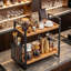 Premium 2-Tier Wood & Metal Countertop Organizer with Basket-2019714690