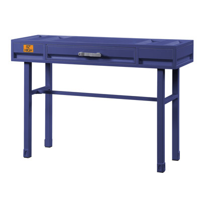 Bureau bleu industriel avec 1 tiroir et rangement sécurisé au design productif