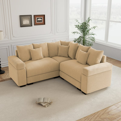 Canapé modulaire surdimensionné surdimensionné avec coussins décoratifs, tissu velours côtelé de qualité supérieure, conception ergonomique, assemblage facile, pour le salon.