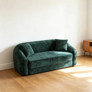 Compressed Sofa in a Box, Convertible Chenille Sofa with High-Density Foam, Space-Saving Modern Sofa Chaise Lounge, No Assembly Required
