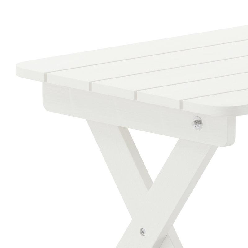 Merlene 3Pc Commercial Indoor And Outdoor Adirondack Set With 2 Loungers, Side Table, White