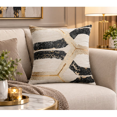 Golden Abstract 22X22 Pillow Cover