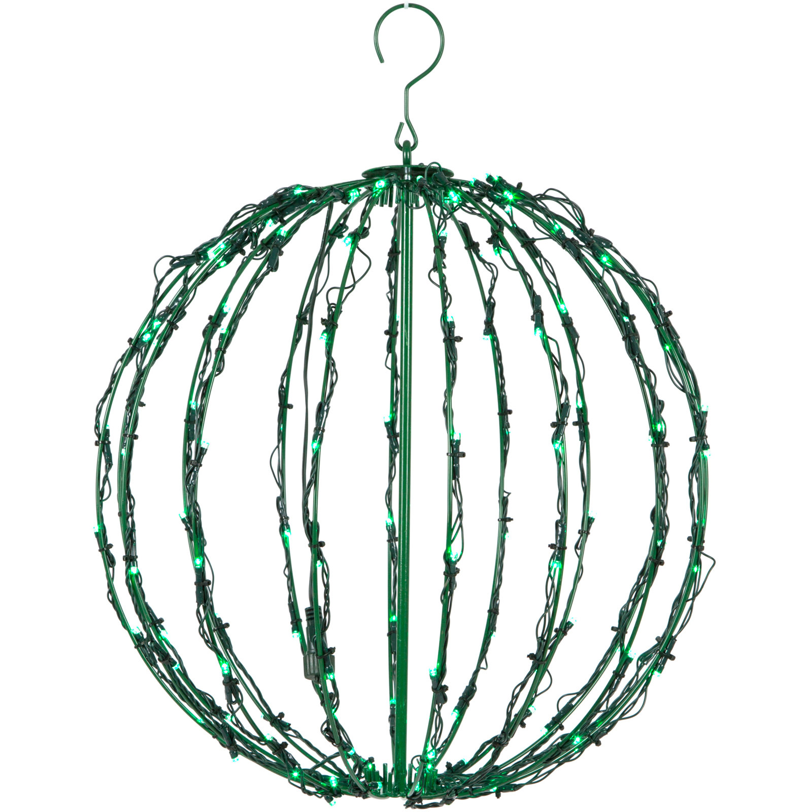 Fold-Flat LED Metal Lighted Outdoor Decoration, 16" H x 16" W x 16" D, Green