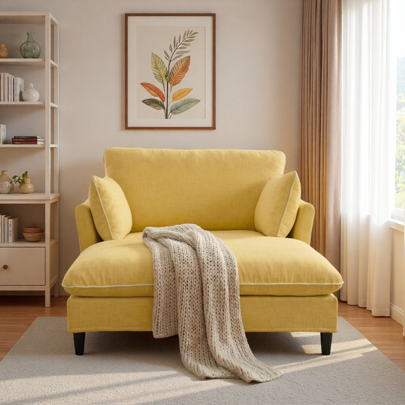 Chaise longue moderne avec coussins, Jaune