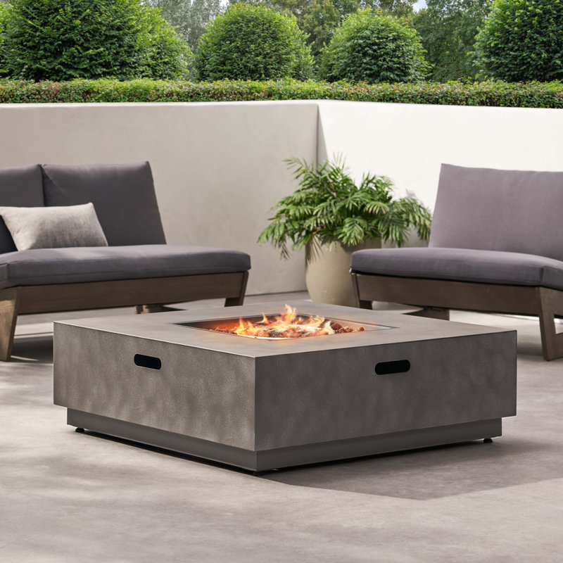 Foyer carré en fer 40 po - 50 000 Btu (couvercle de réservoir non inclus), Gris Pierre