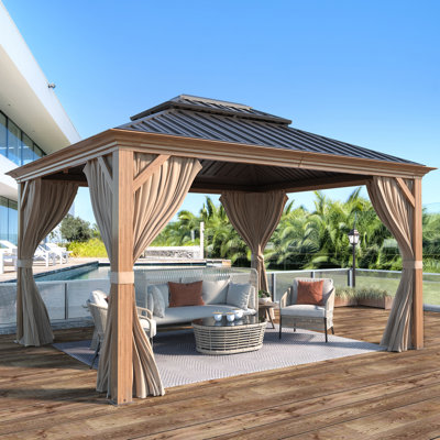 12 Ft. W x 10 Ft. D Metal Patio Gazebo, Aluminum Gazebo
