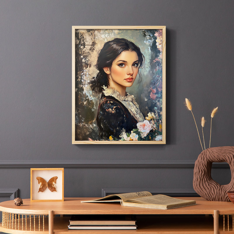 WOMEN Series CXCV III - reproduction encadrée de qualité supérieure - prête à être accrochée - aucun clou requis, Naturel