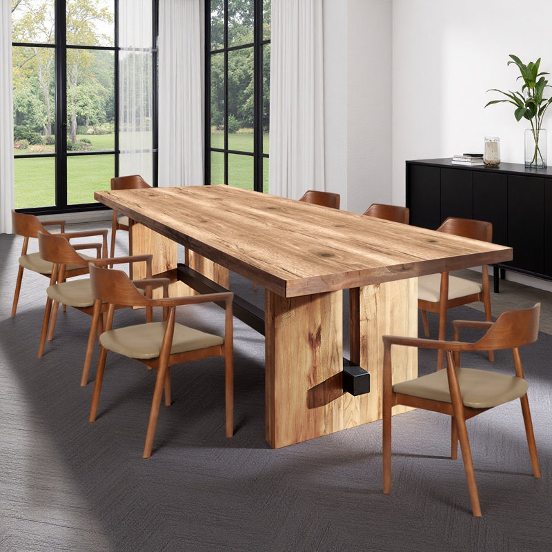 Solid wood rectangular dining table, 29.53"H x 86.61"L x 35.43"W
