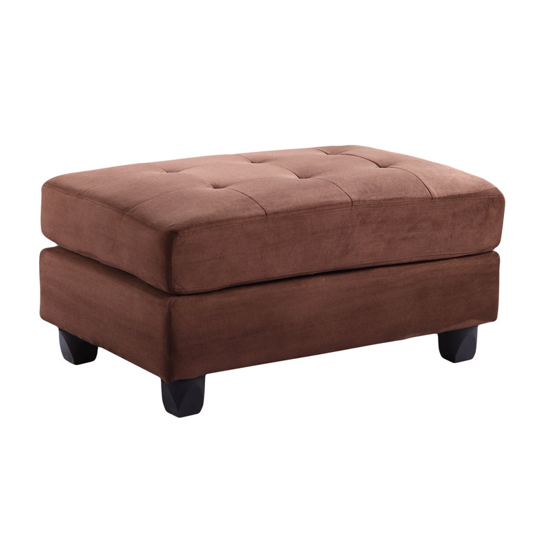 Liskeard Bella Tufted Rectangle Standard Ottoman, Microsuède chocolat