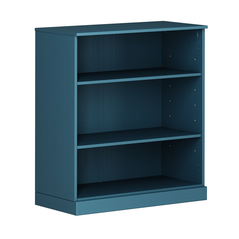 Palace Imports 100% Solid Wood 3-Shelf Bookcase, Adjustable Shelves, 32" Wide, 35.75" Tall, Teal Blue