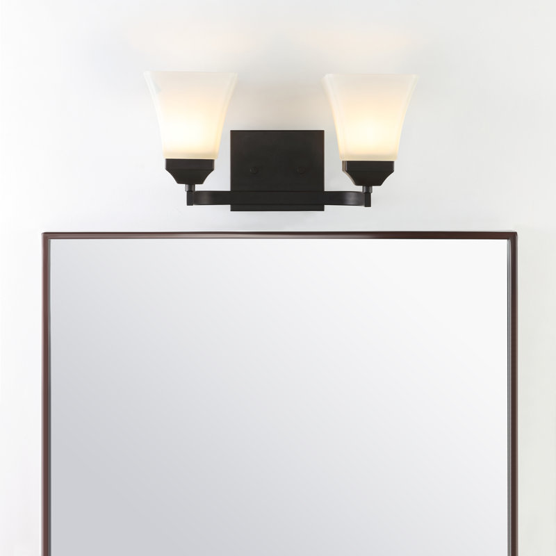 Éclairage pour meuble-lavabo à DEL moderne en fer / verre Rimini, Bronze frotté à l'huile, 2