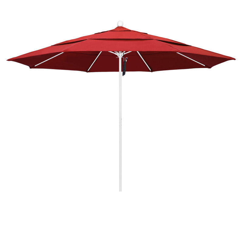 Parasol de marché 11 pi Hibo, Blanc mat, Rouge - oléfine