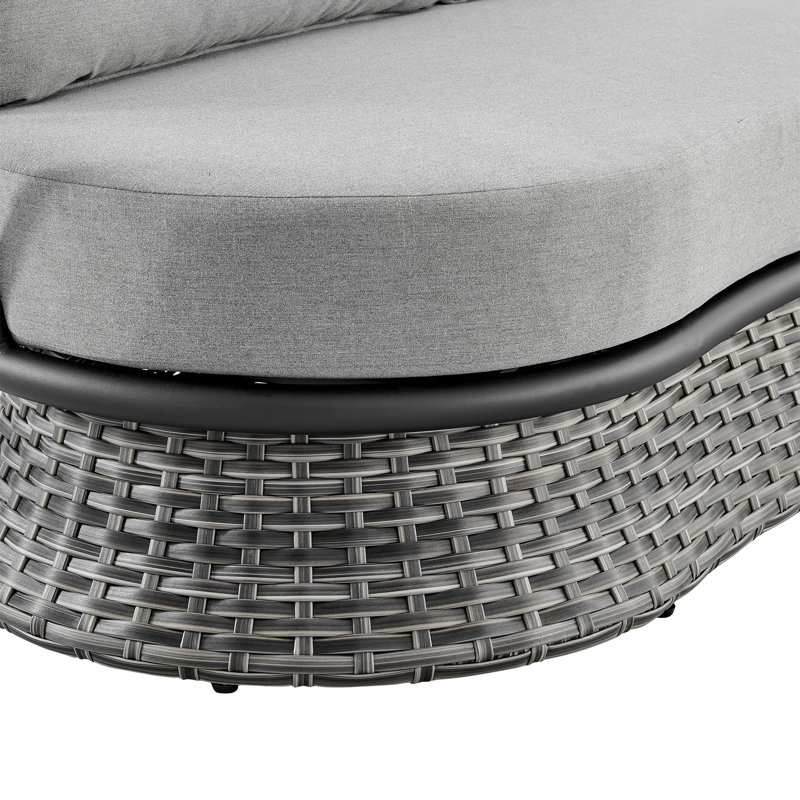 Canapé d'extérieur Gloucester en osier et aluminium noir et gris foncé