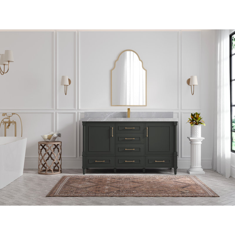 Ensemble de meuble-lavabo simple 60 po Aberdeen, Gris perle