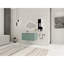 Meuble-lavabo suspendu de 91 cm (36 po) avec lavabo en résine et tiroir latéral, blanc, style moderne, placard en contreplaqué à fermeture amortie, construction