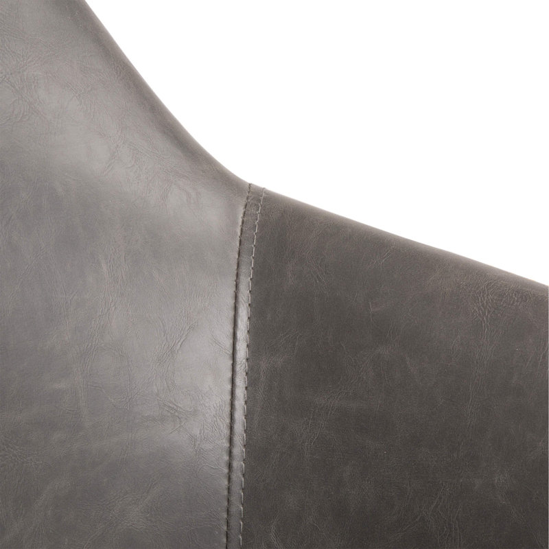 Matilyn Dining Leather Arm Chair, Dark Gray