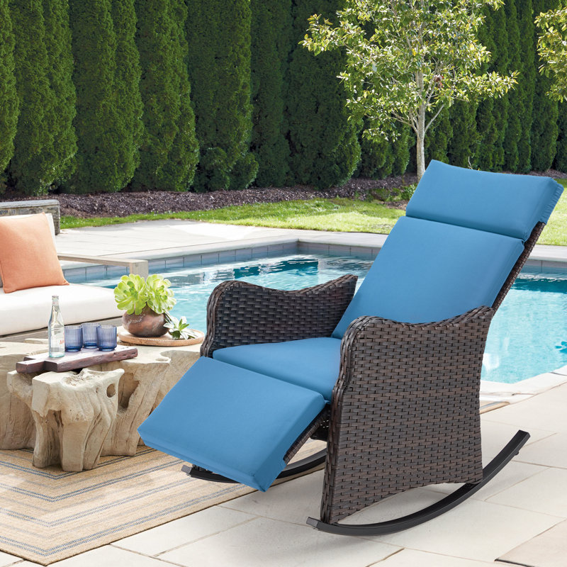 Ensemble de 2 chaises berçantes d'extérieur, Bleu marine