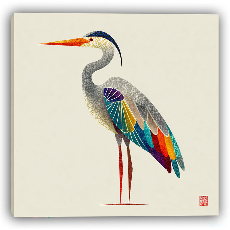 «Rainbow Heron», art mural moderne sur toile