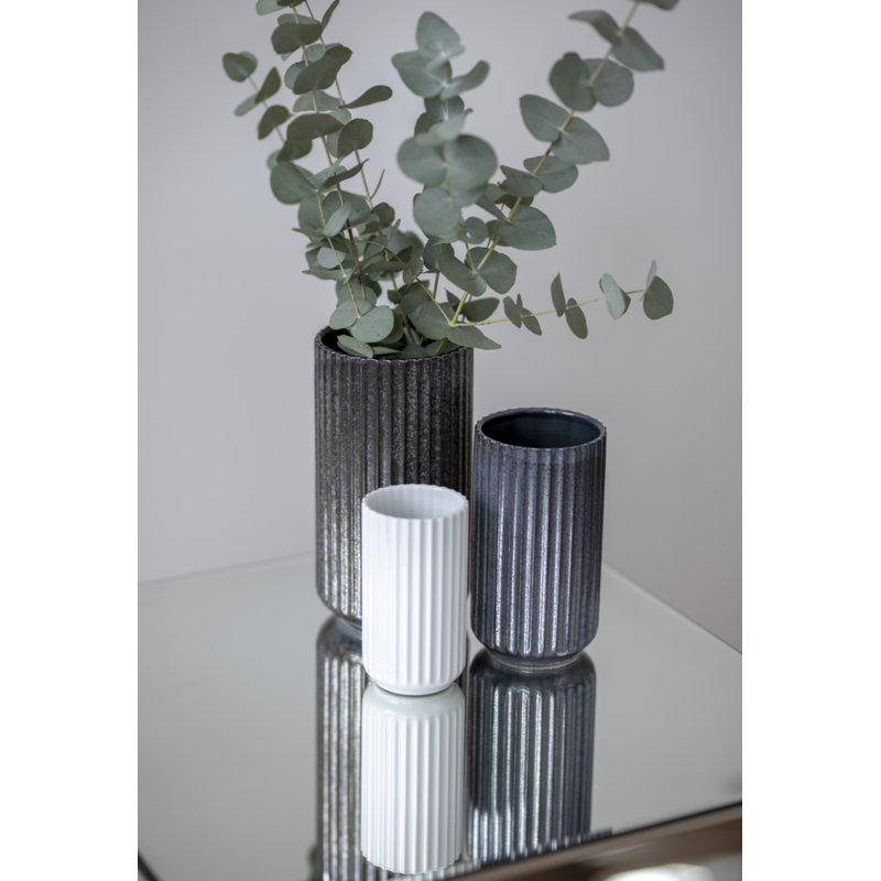 Handmade Glass Table Vase, White, 4.9" H x 2.8" W x 2.8" D