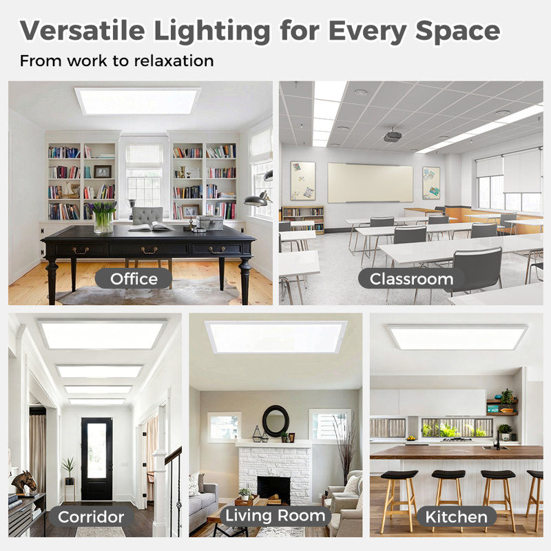 4Pack 1X4 LED Ceiling Light Fixture, 50W 5500Lm Surface Mount Thin, 3000K/4000K/5000K Adjustable, Triac Dimmable for Home & Workshop Use