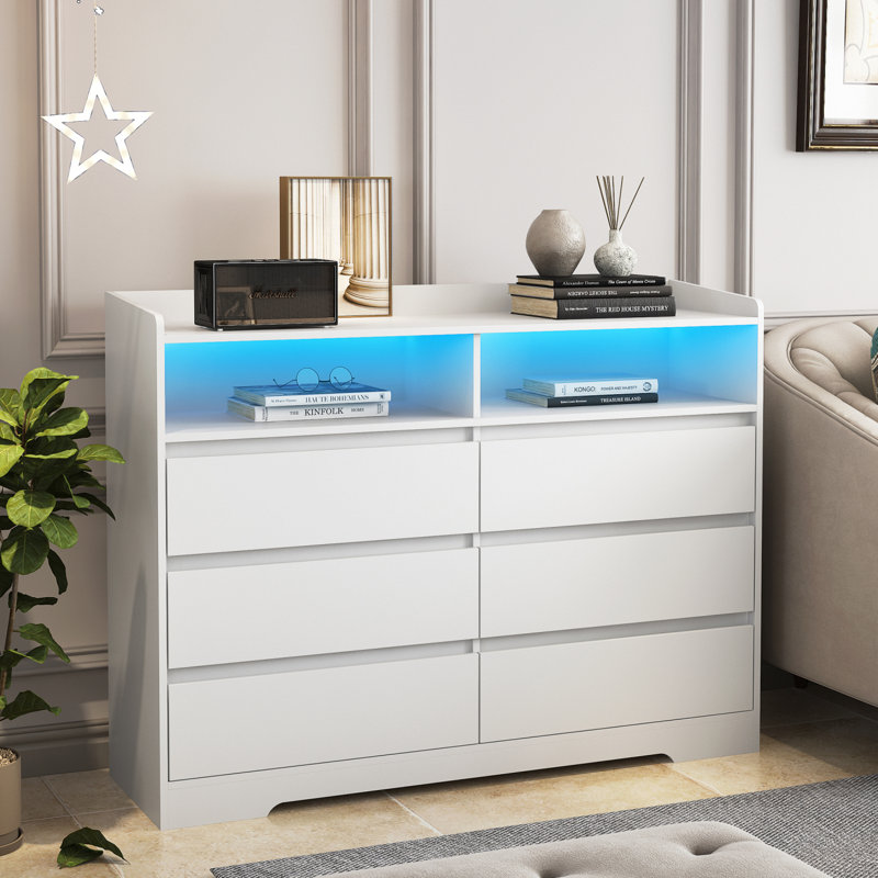 Commode 6 tiroirs avec lumières DEL pour la chambre à coucher