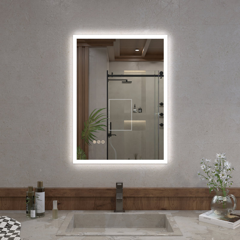 Miroir de salle de bain mural à DEL rectangulaire sans cadre l 20 po x H 30 po Musci, 30 po x 22 po