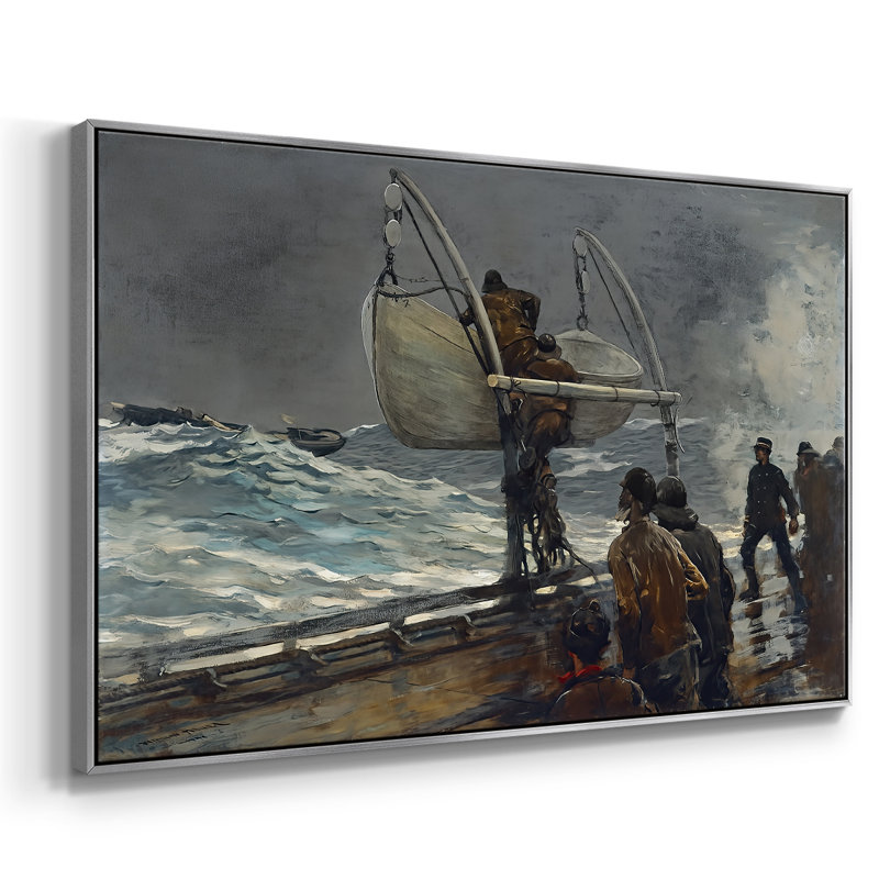 Le signal de détresse, c. 1896 - Toile tendue avec châssis Winslow Homer, 26 x 40, Argent