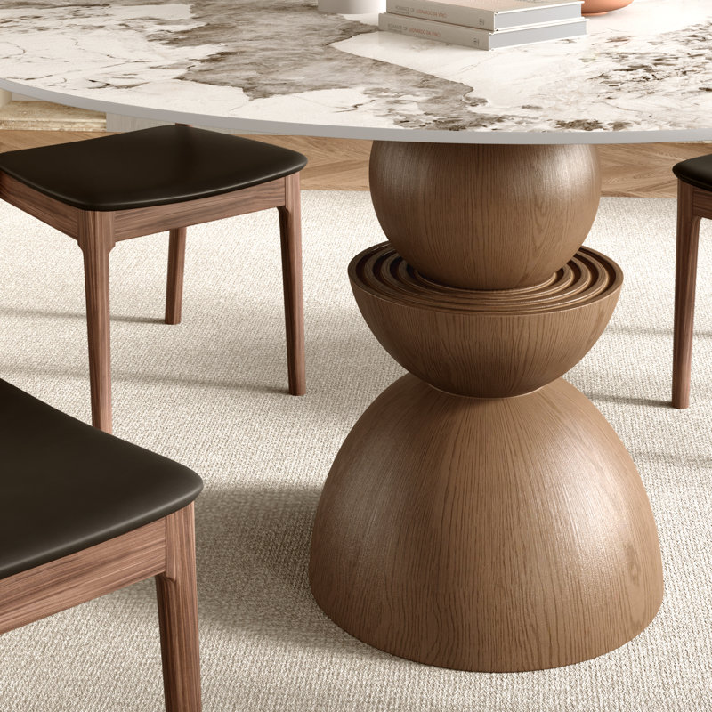Ensemble de table de salle à manger 7 pièces en bois fritté moderne avec chaises en cuir pour 6 personnes, assemblage minimal