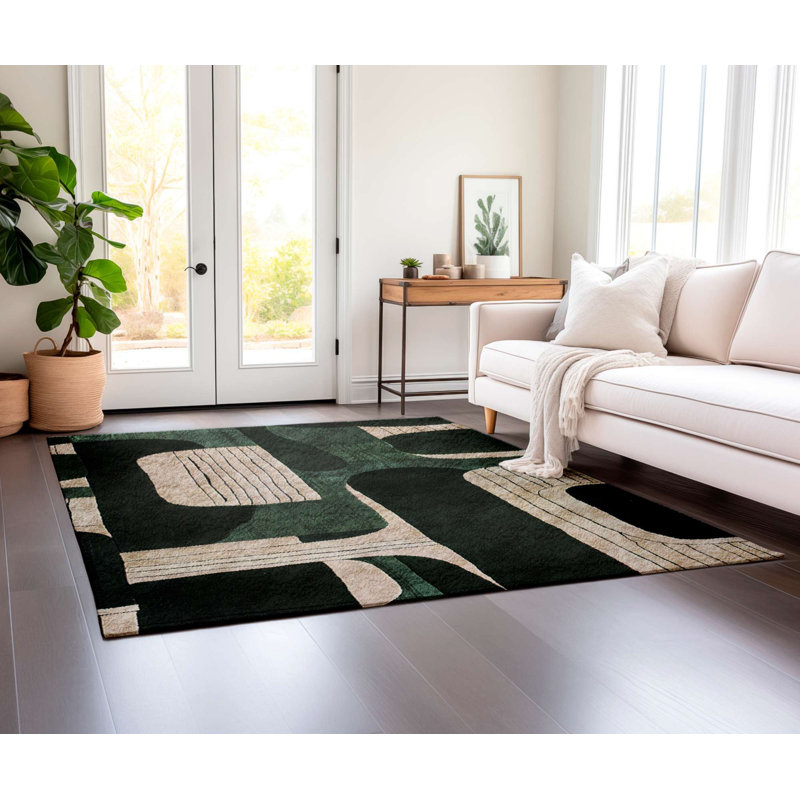 Luxurious Area Rug (47.2 x 70.9 inches), 60% Cotton & 40% Polyester, Non-Slip Cotton Underside | 1100 g/m², Machine Woven, Digital Print, 0.3 in Total Thickness | Washable at 86°F, Perfect for Living Room & Bedroom Décor